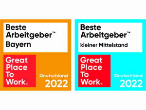 Zertifikate: Beste Arbeitgeber Bayern (links) und kleiner Mittelstand (rechts)